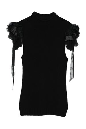 Black ruffled-detail blouse ALBERTA FERRETTI | A088551010555